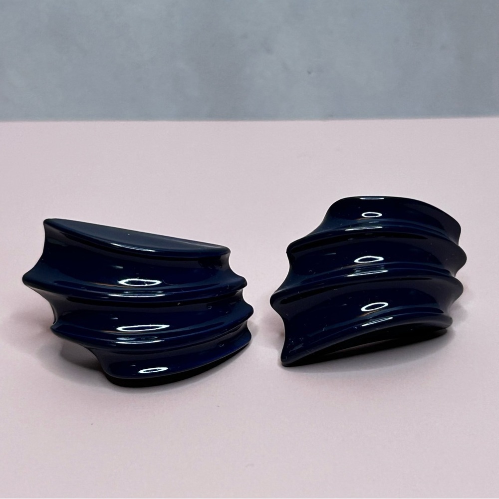 Vintage Navy Blue Sculptural Earrings